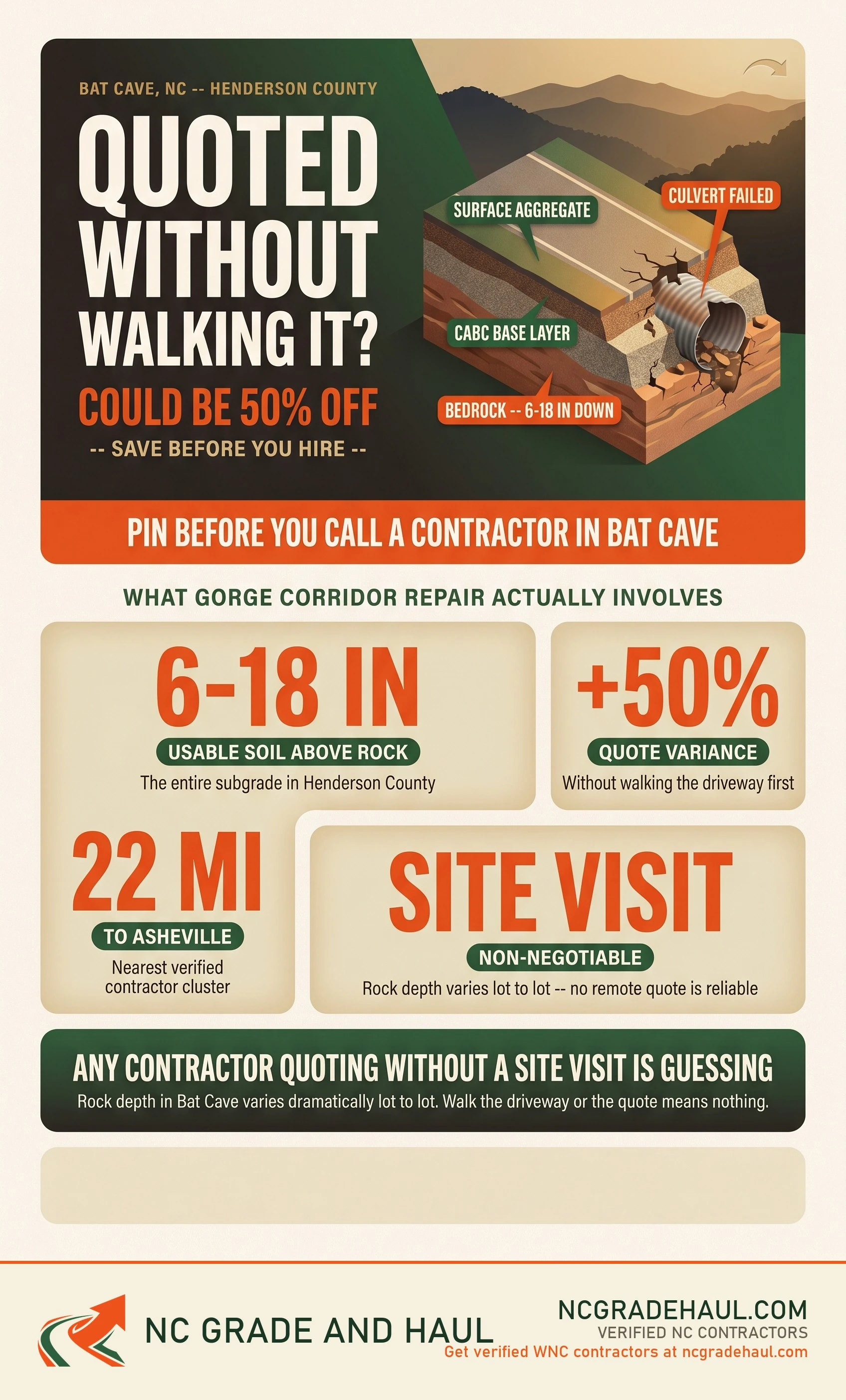 How to repair a driveway after helene bat cave NC - NC Grade and Haul infographic.