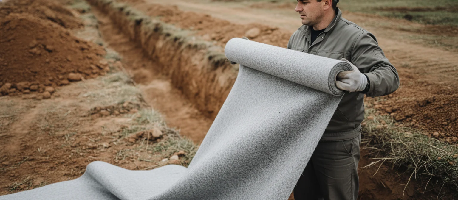 Woven vs Non-Woven Geotextile for NC French Drains - NC Grade and Haul infographic.