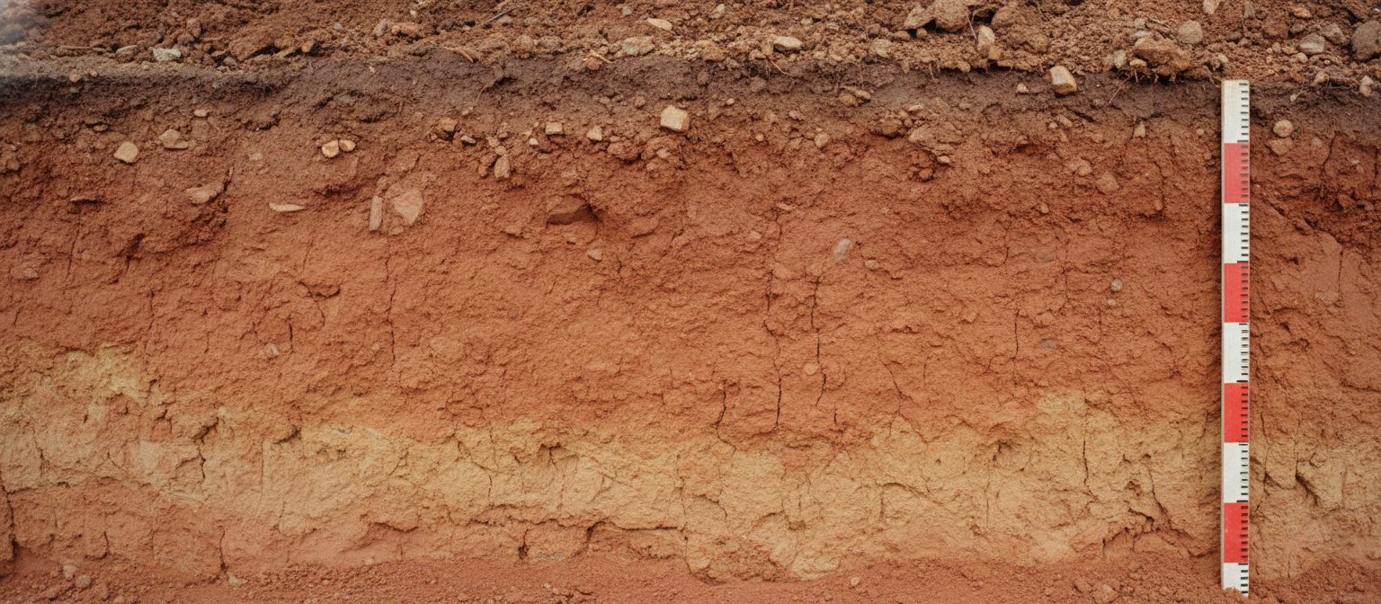 NC red clay soil profile cross-section French drain permeability layers