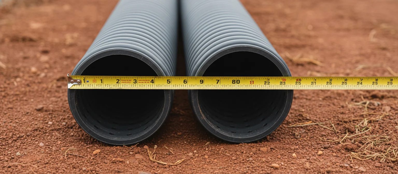 French drain pipe sizing 4 inch vs 6 inch NC yard drainage comparison