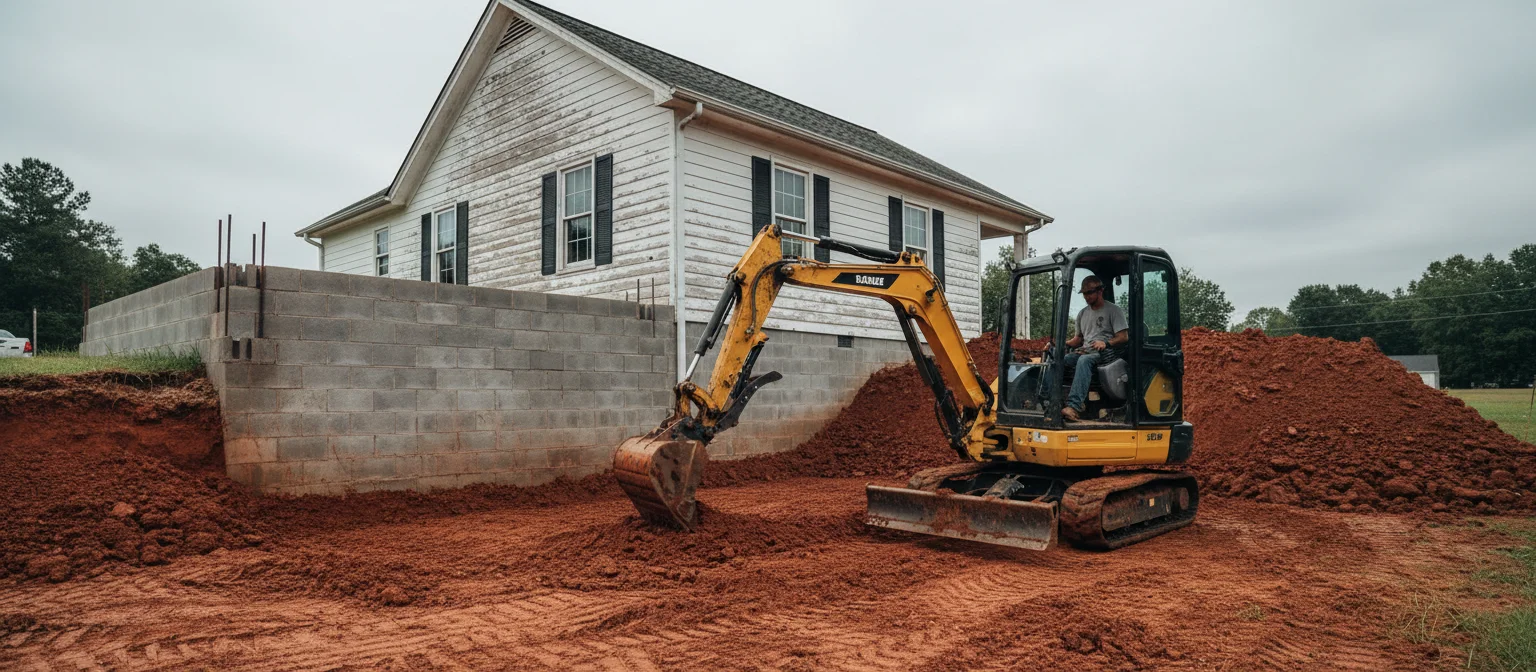 Pad Prep for a Home Addition or Detached Structure - NC Grade and Haul infographic.