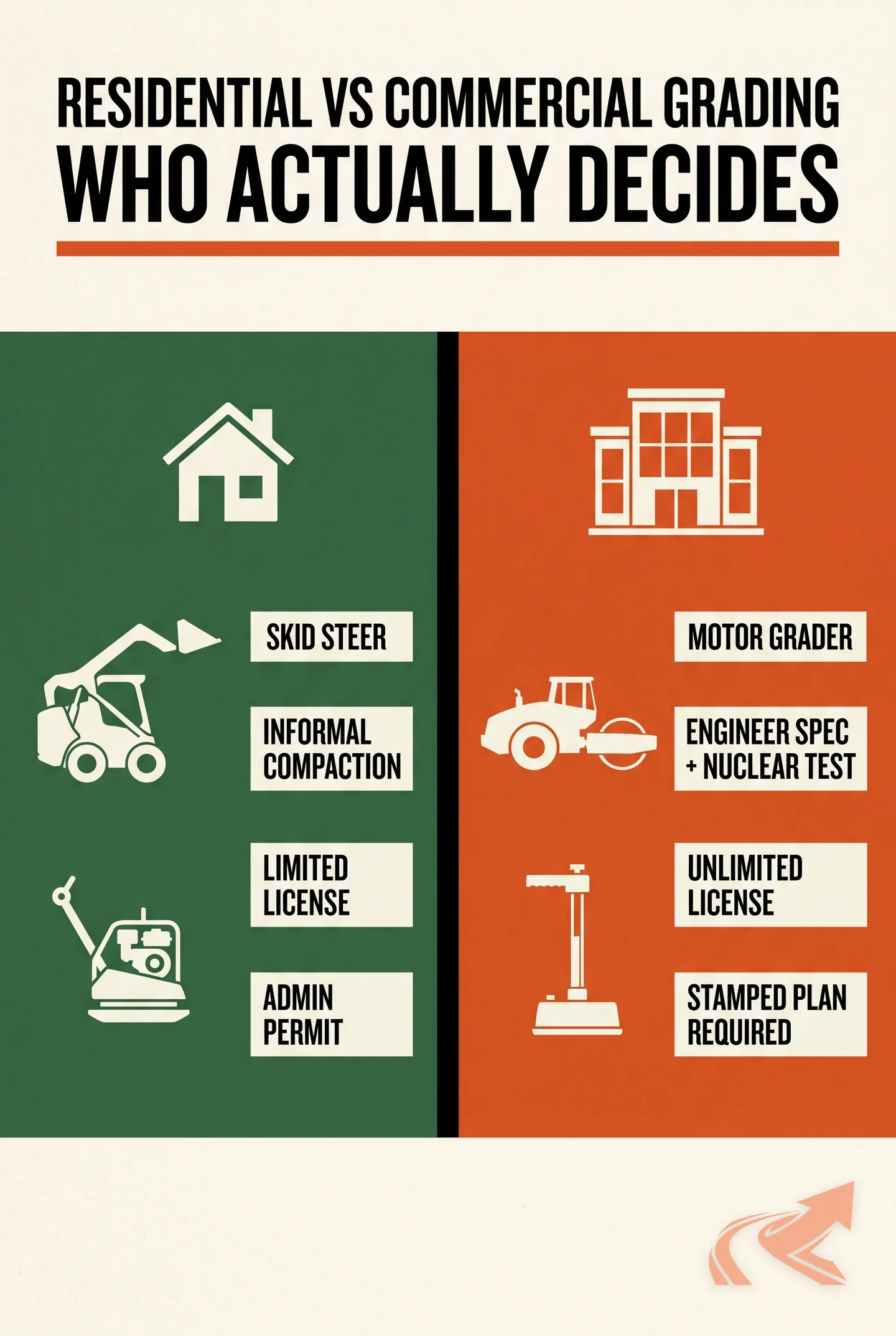 How NC draws the line between residential and commercial grading -- permit thresholds, engineer sign-off, and licensing that decide which rules apply