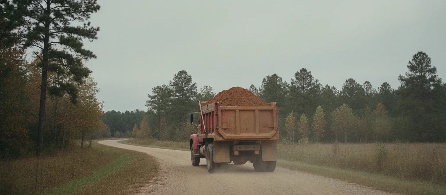NC truck weight limits tandem-axle dump truck on posted rural secondary road.