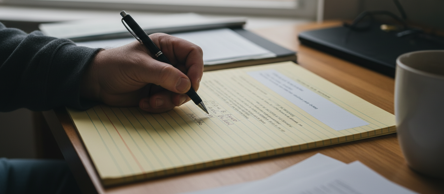 NC builder certification letter drafted on legal pad forcing drainage fix commitment