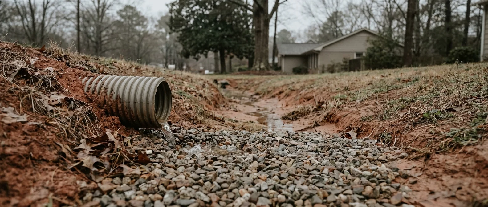 French Drain Installation in Raleigh NC - NC Grade and Haul infographic.