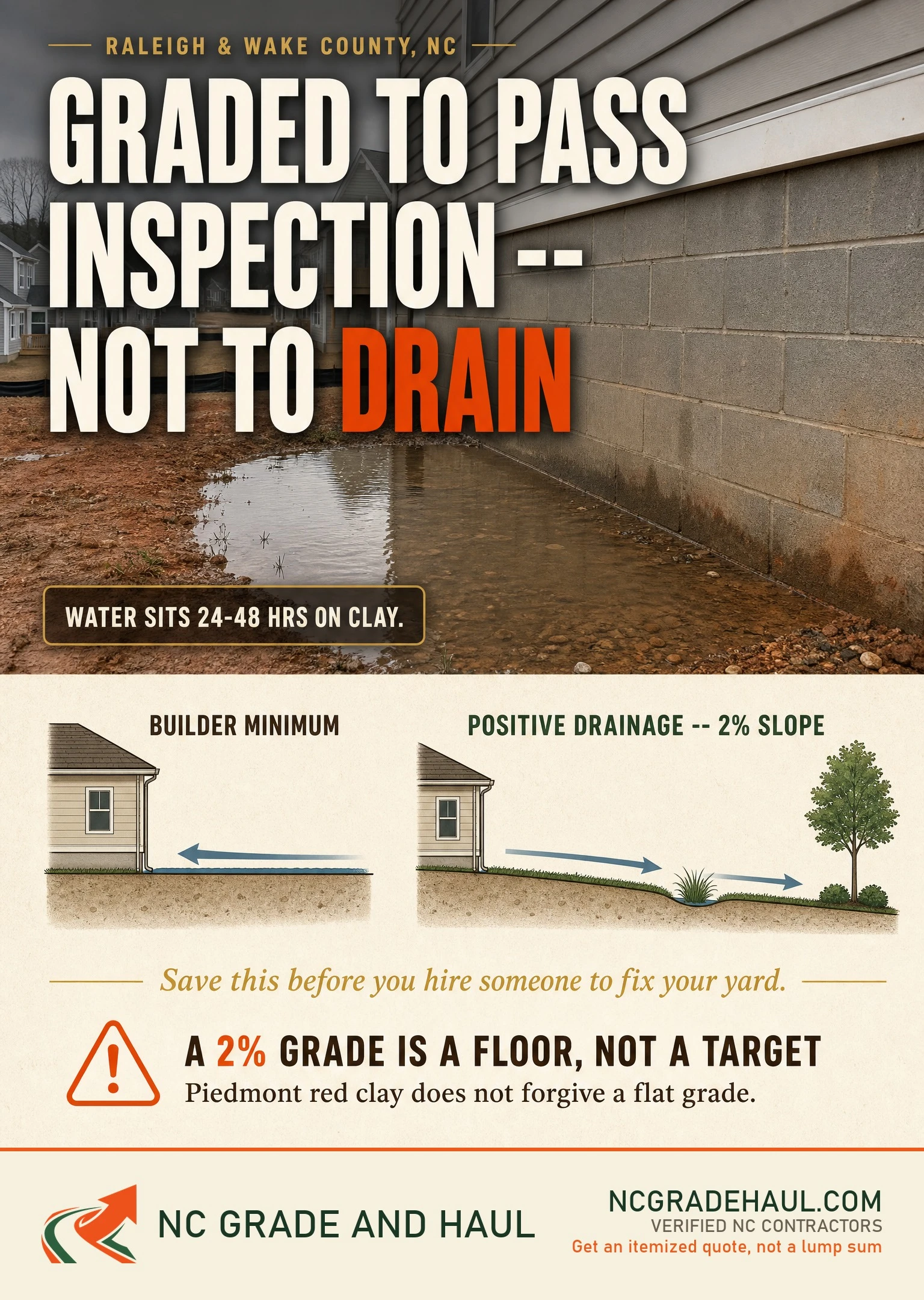 How to hire a grading contractor in raleigh NC - NC Grade and Haul infographic.