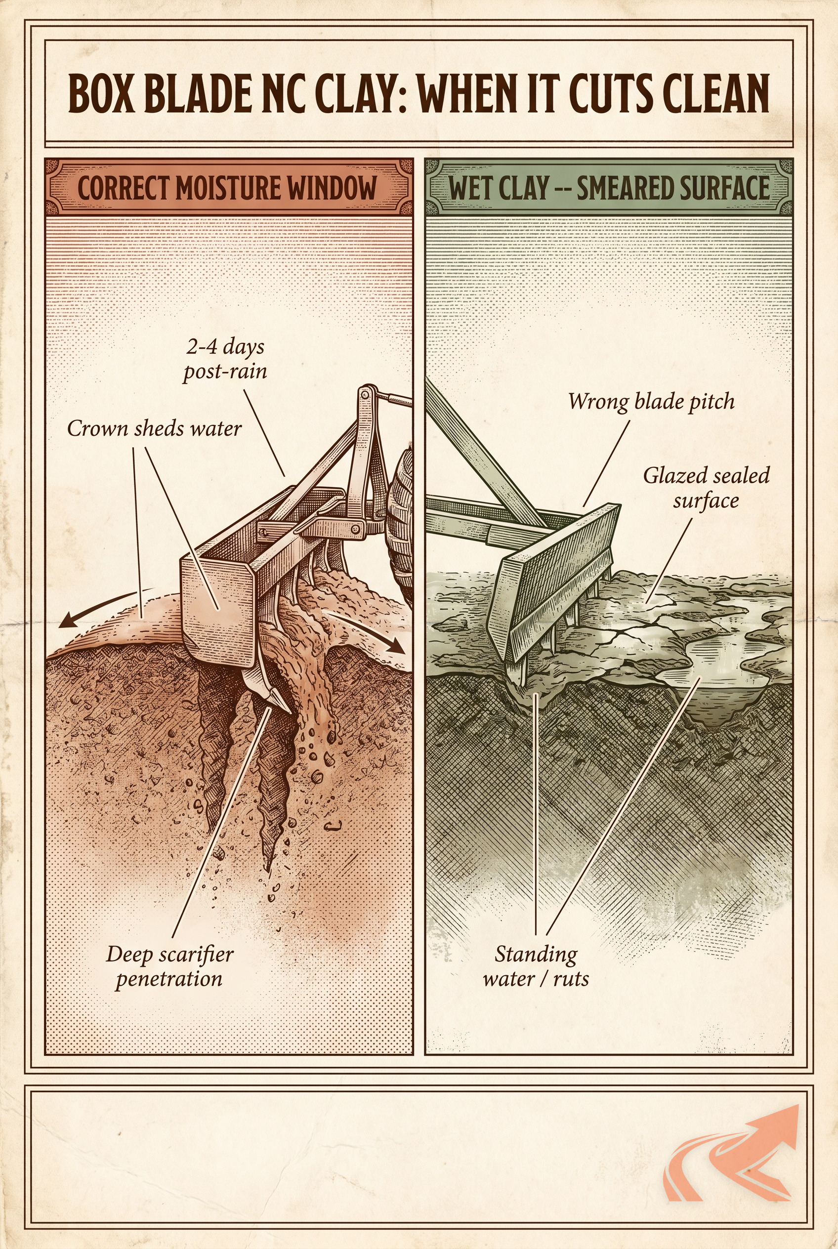 Box Blade Grading in NC — What & When It Works - NC Grade and Haul infographic.