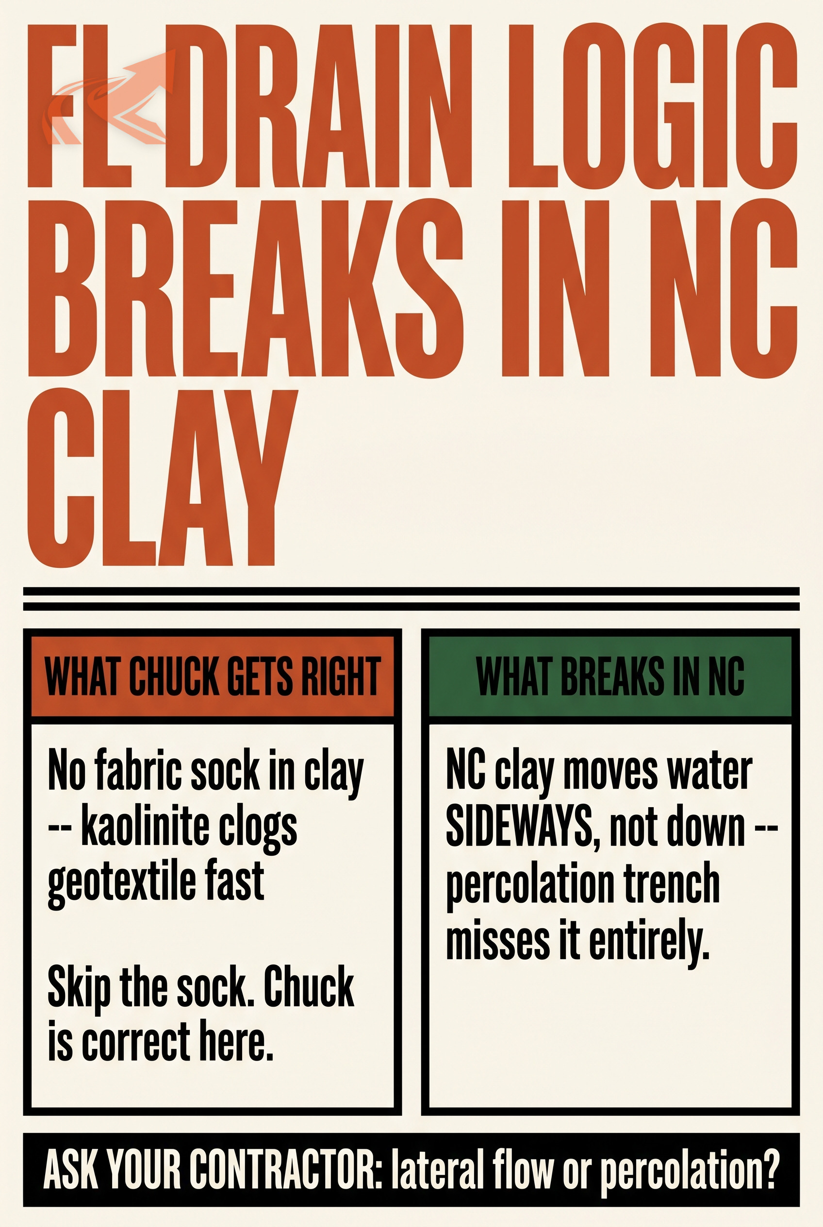 Apple Drains FL (Chuck): What Works in NC, What Doesn't - NC Grade and Haul infographic.