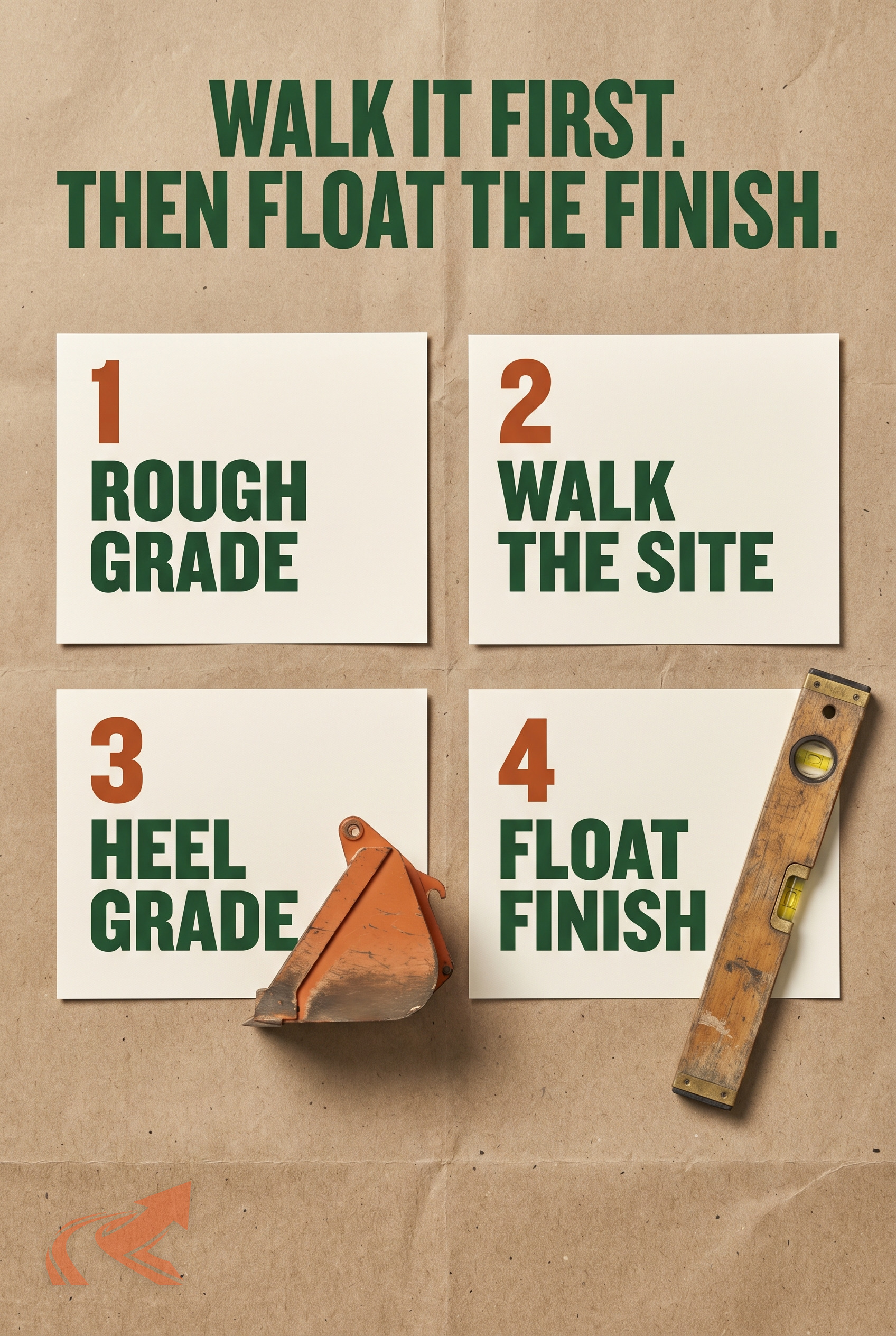 Heel Grading: Skid Steer Fine Grading Technique for NC Clay - NC Grade and Haul infographic.